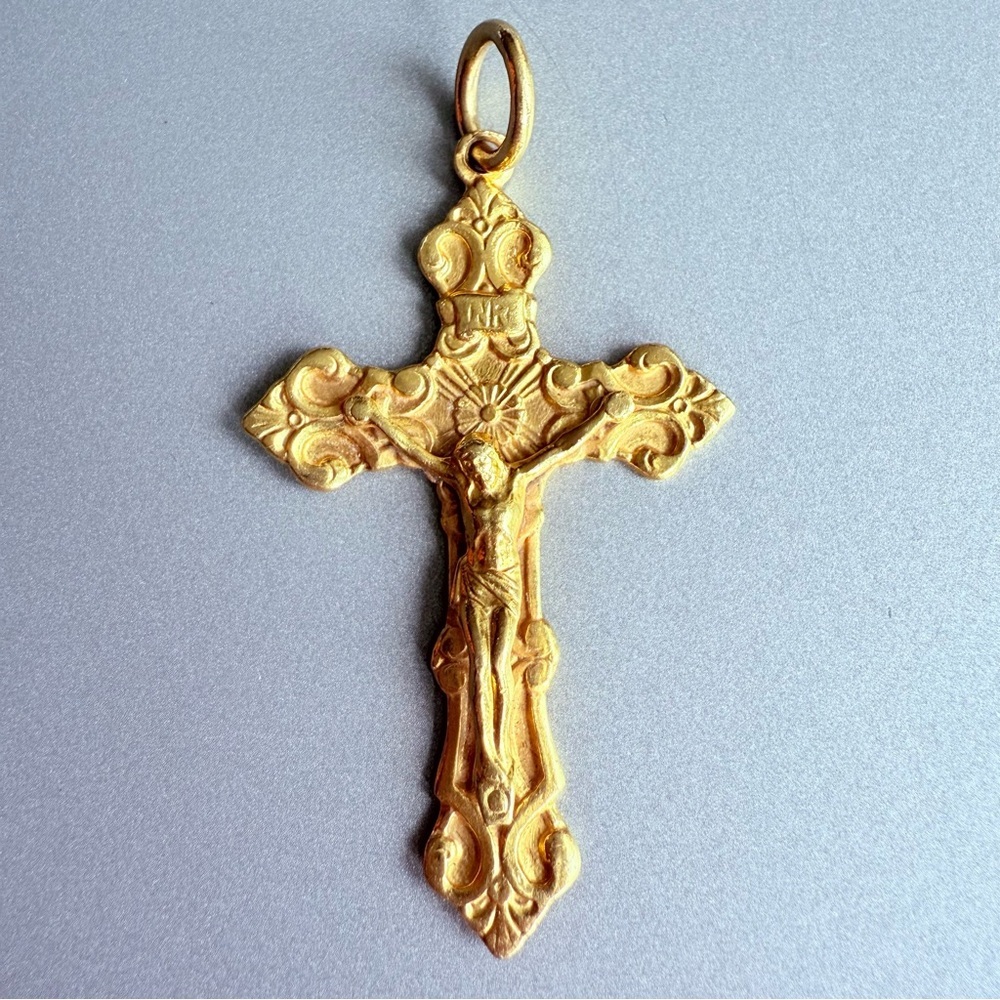 Solid 22k Yellow Gold Cross Crusifix Jesus LARGE Pendant HEAVY Necklace …